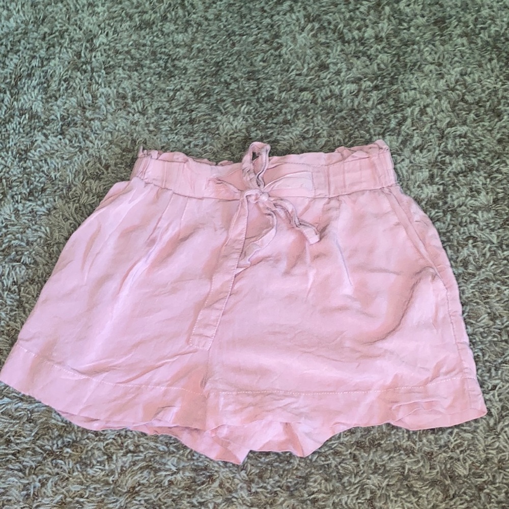 Paper bag style pink shorts